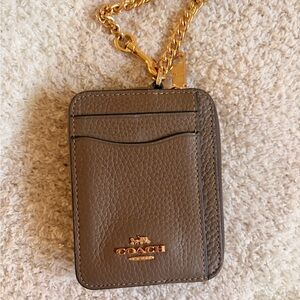 Coach zip card case in dark stone